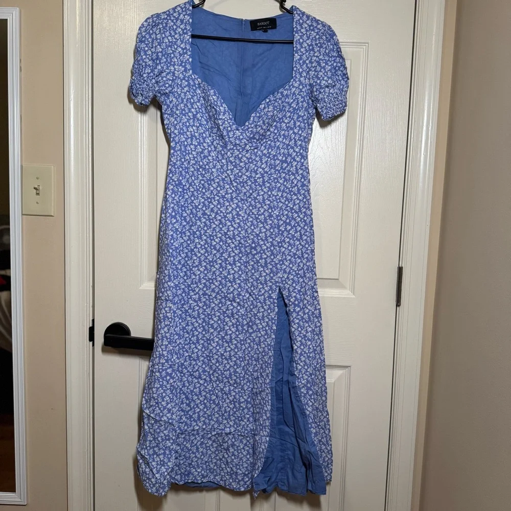 Bardot Light Blue Floral Midi Dress Size S - Picture 4 of 11